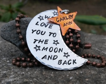 I love you to the moon and back Necklace or Key chain
