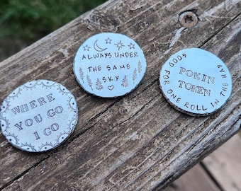 Jetons personnalisés, pierres de poche, étain, câlin de poche