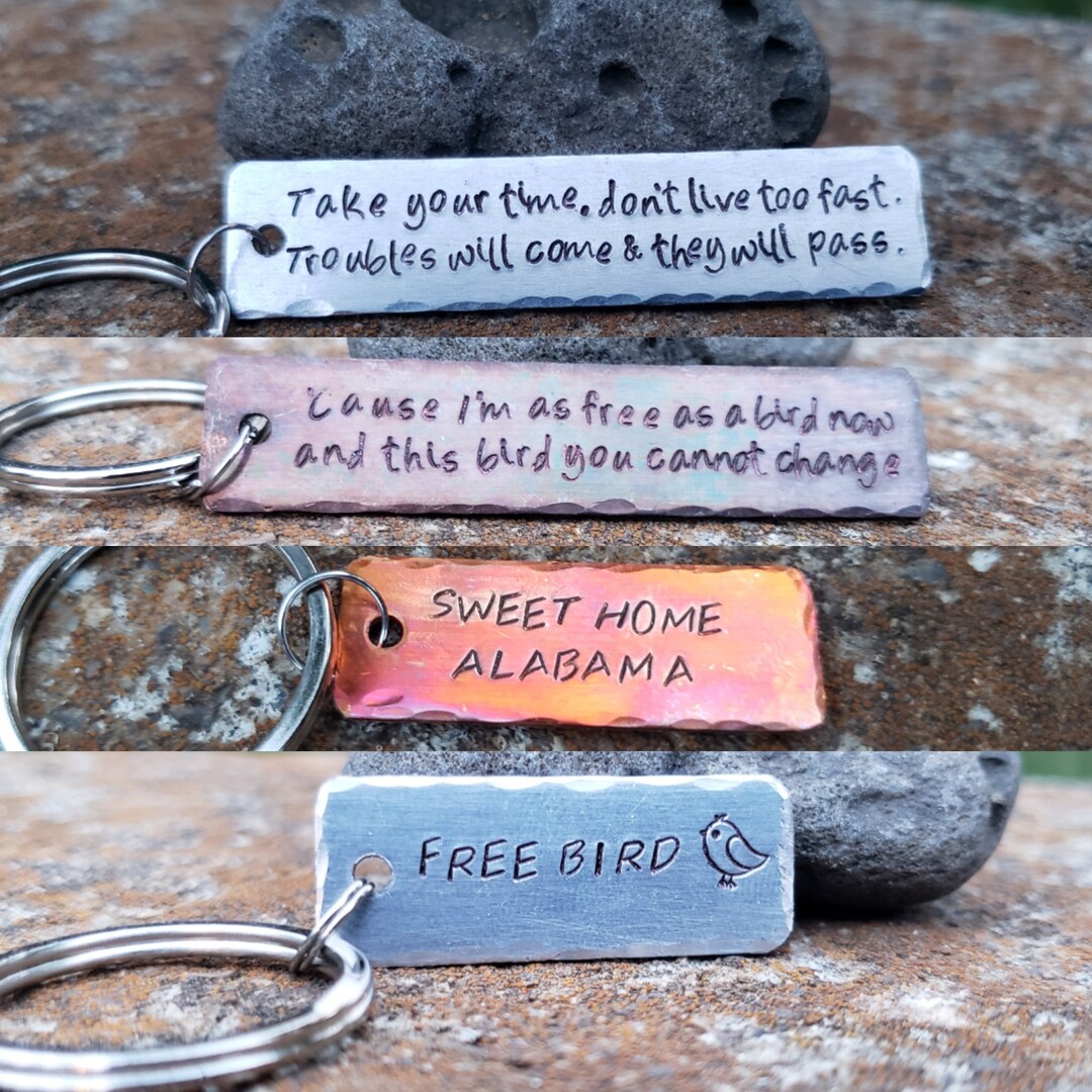 Custom Keychains, Lyrics, Band Names, Saying of Your Choice Etsy