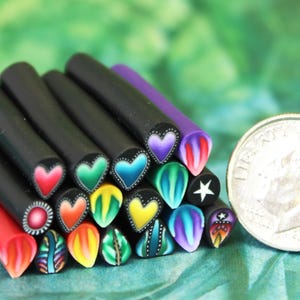 BARGAIN Bundle Very Tiny Set of 18 ITTY-BITTY 1-inch Polymer Clay Canes (35ee)