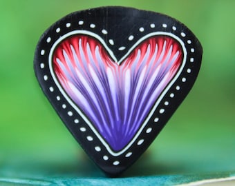 Medium Purple and Red Polymer Clay Heart Cane  ()