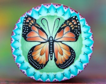 Medium Monarch Butterfly Polymer Clay Cane (10aa)