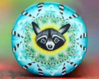 Small Polymer Clay Raccoon Face Cane (19A)