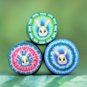 Set of 3 MINI Polymer Clay Bunny Rabbit Canes (7D)