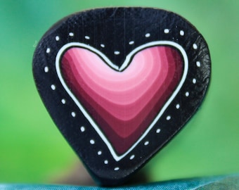 Medium Reddish-pink Polymer Clay Heart Cane  ()