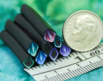 Very Tiny Set of 8 ITTY-BITTY 1-inch Polymer Clay Canes (29aa)