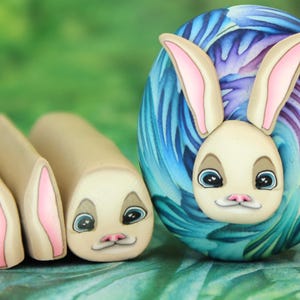 Bunny Rabbit Polymer Clay Cane Kit, set of 3 canes (31dd) example project shown, not included