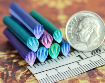 Very Tiny Set of 8 ITTY-BITTY 1-inch Polymer Clay Canes, "Wishful Thinking" cane series (18aa)