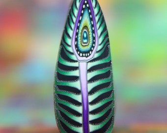 Small Polymer Clay Tall, Thin Peacock Feather Cane (19bb)