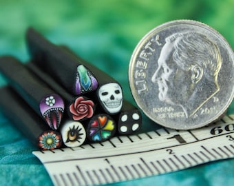 Very Tiny Set of 8 ITTY-BITTY 1-inch Polymer Clay Canes (26aa)