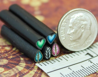 Very Tiny Set of 5 ITTY-BITTY 1-inch Polymer Clay Canes (7B)