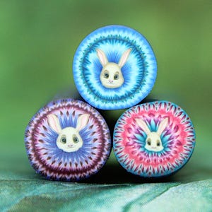 Set of 3 MINI Polymer Clay Bunny Rabbit Canes (9dd)
