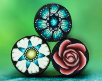 30% OFF SALE MINI Set of 3 Polymer Clay Flower Canes -"Sweet Freedom" cane series (22aa)