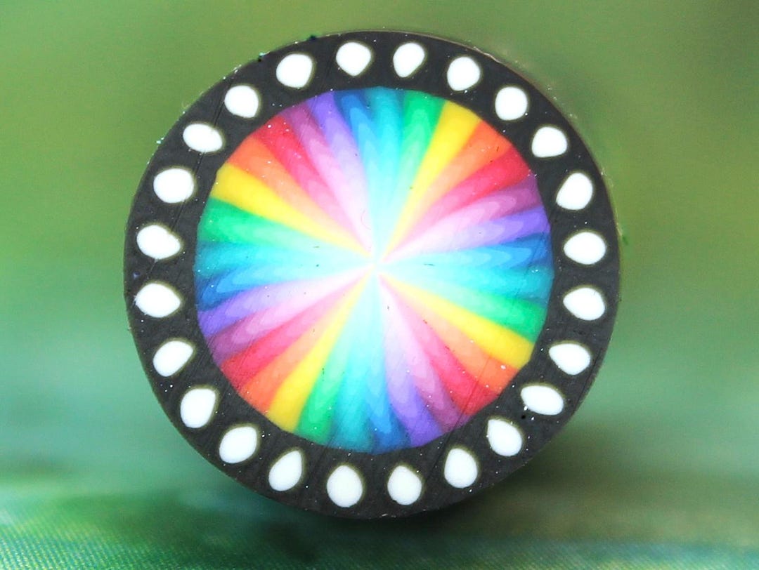 Small Polymer Clay Rainbow Circle Cane (26dd) 