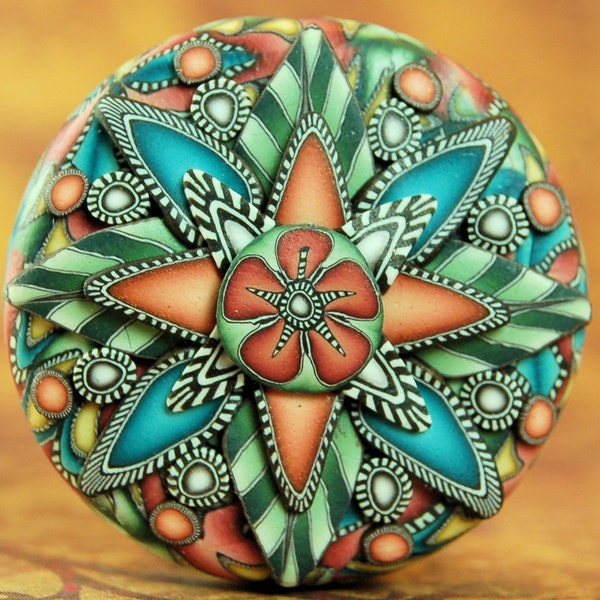 Polymer Clay Dimensional Circle Focal Bead