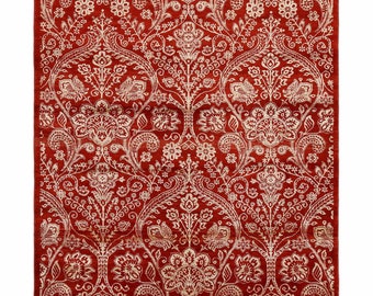 Hand-Knotted Afghan Rug: 5x8 ft, Oriental Red