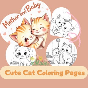 Coloriages de chats kawaii : activité amusante pour les enfants (téléchargement numérique)