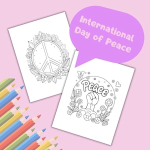 Frieden und Liebe Malvorlagen | Internationaler Tag des Friedens Aktivität | Druckbare PDF für Kinder | Sofortiger digitaler Download