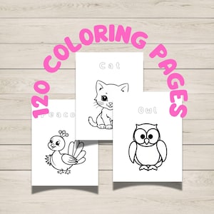 120 Printable Cute Baby Animals Coloring Pages For Kids,Activity Sheets,Easy Educational Coloring Book,Preschool Toddlers Kindergarten Pages