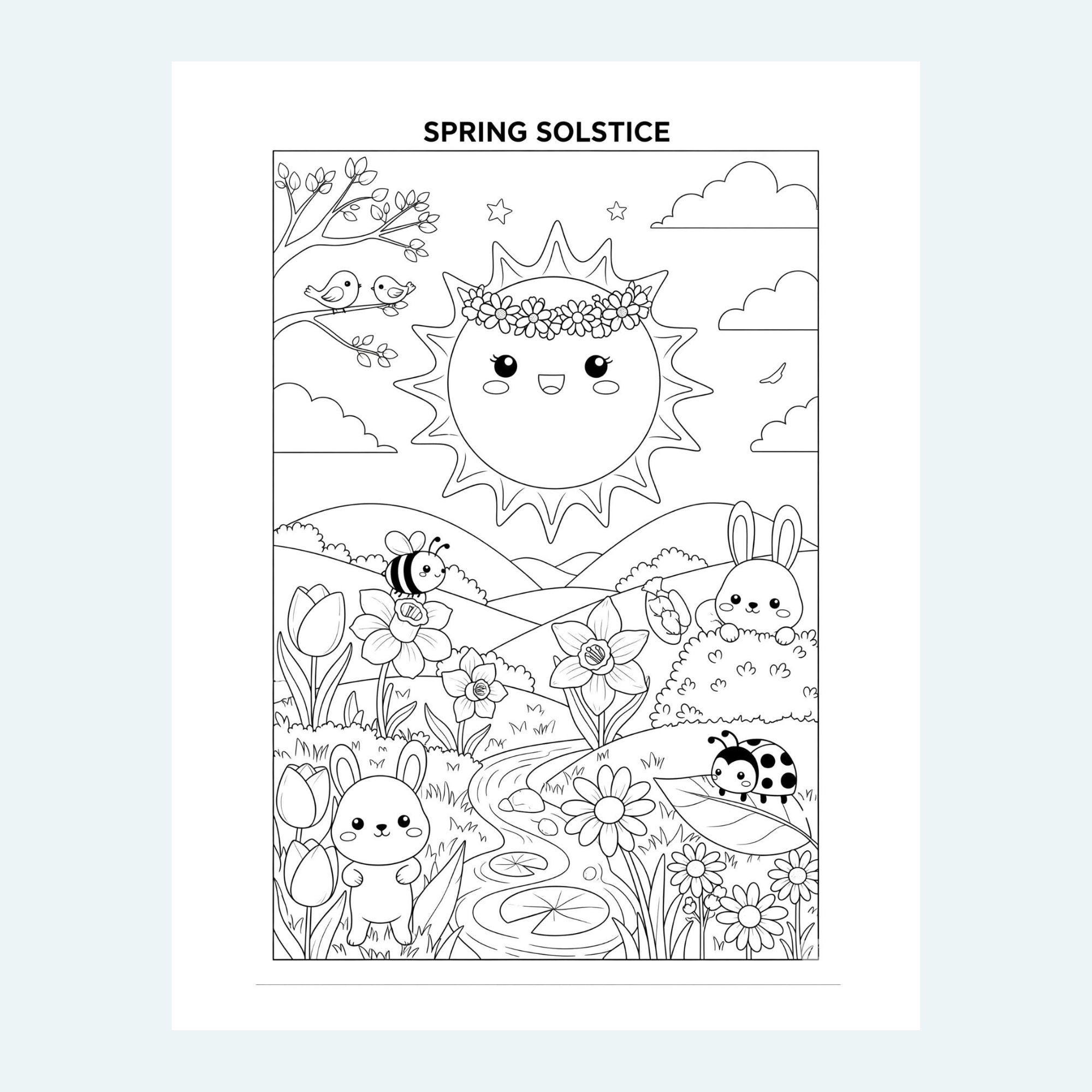 Spring Solstice Colouring Spring Solstice Coloring Book: Comic Style Designs for Kids (digital ...