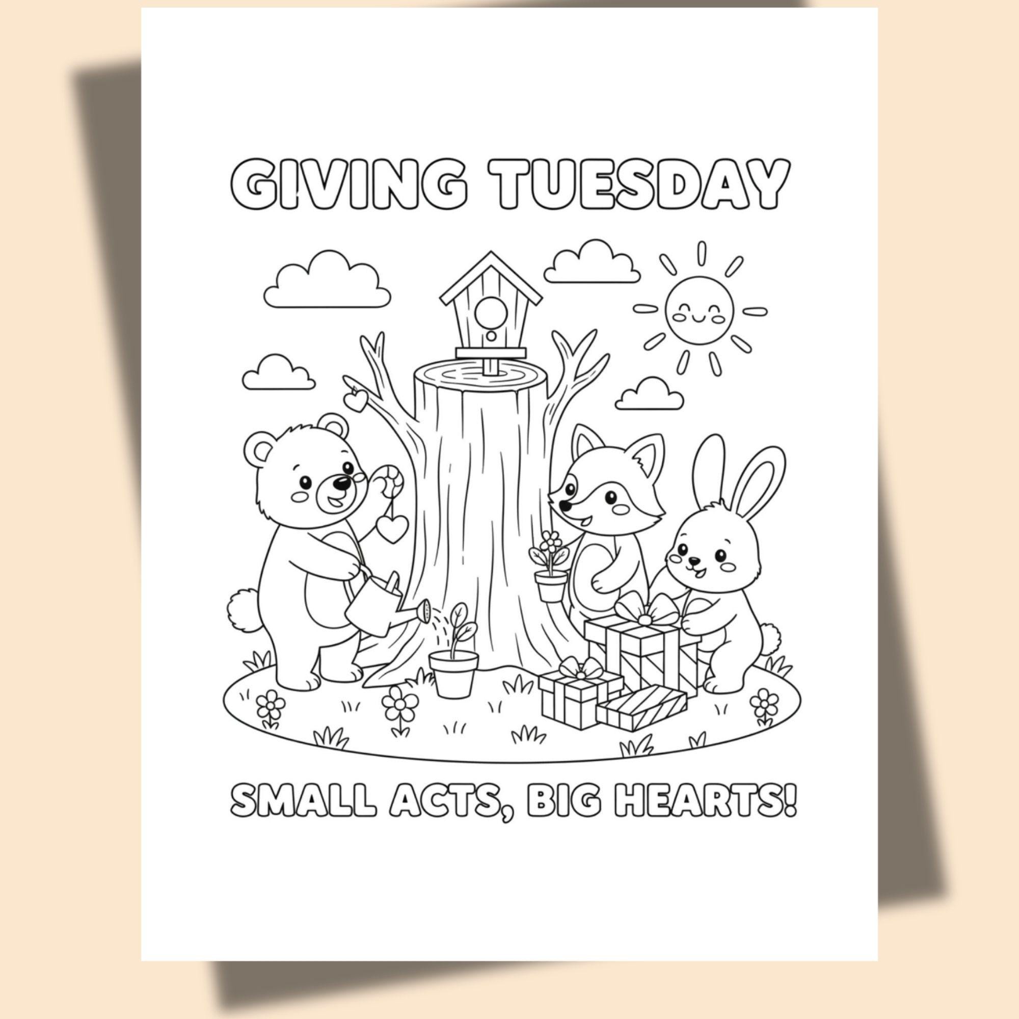 Giving Tuesday Coloring Book: Kindness & Sharing, 20 Pages (printable ...