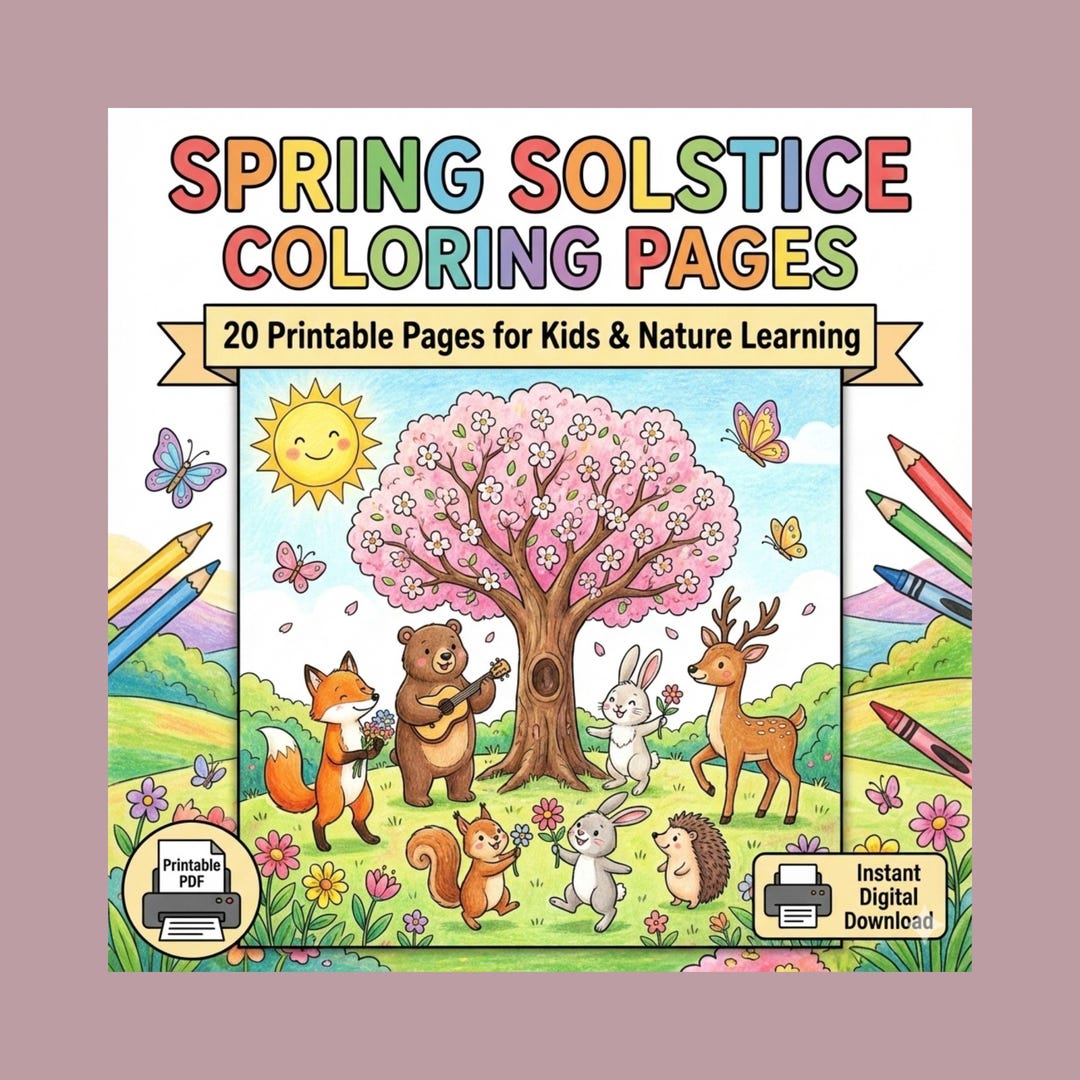 Spring Splstice Spring Solstice Coloring Pages for Kids - Etsy