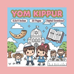 Yom Kippur Coloring Pages | Judaism Holiday Kids Activity | Printable Digital Download