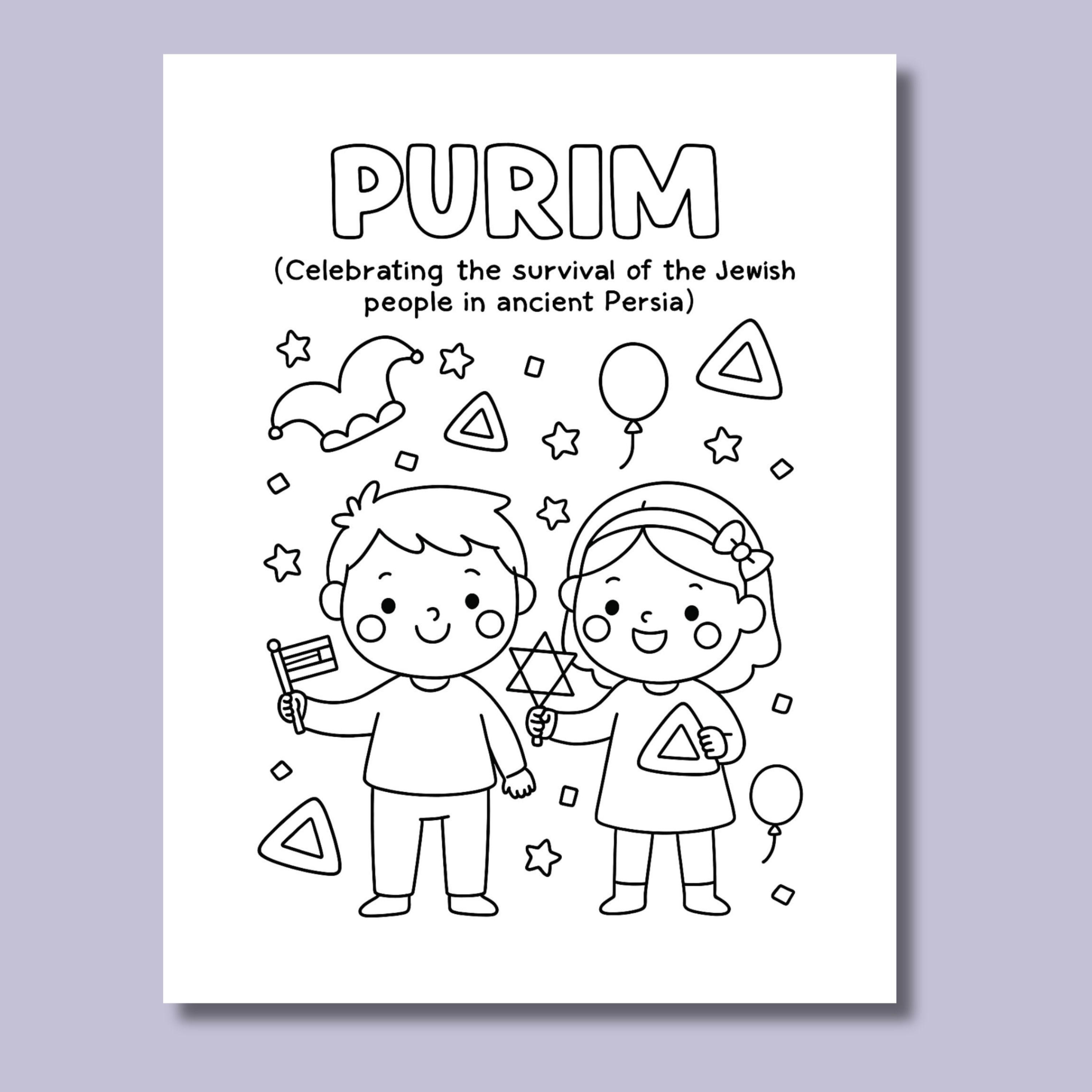 Purim Worksheets.pdf Purim Coloring Pages for Kids PDF - Etsy