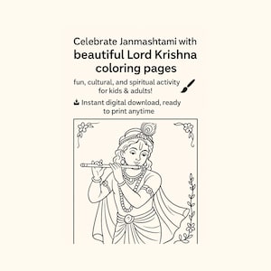 Lord Krishna Coloring Pages: Janmashtami Kids Activity (Digital Download)