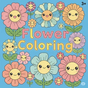 Kawaii Flowers Easy Coloring Pages For Kids Toddlers Preschool Coloring Book Simple Coloring Pages Flower Printable Kindergarten Activities