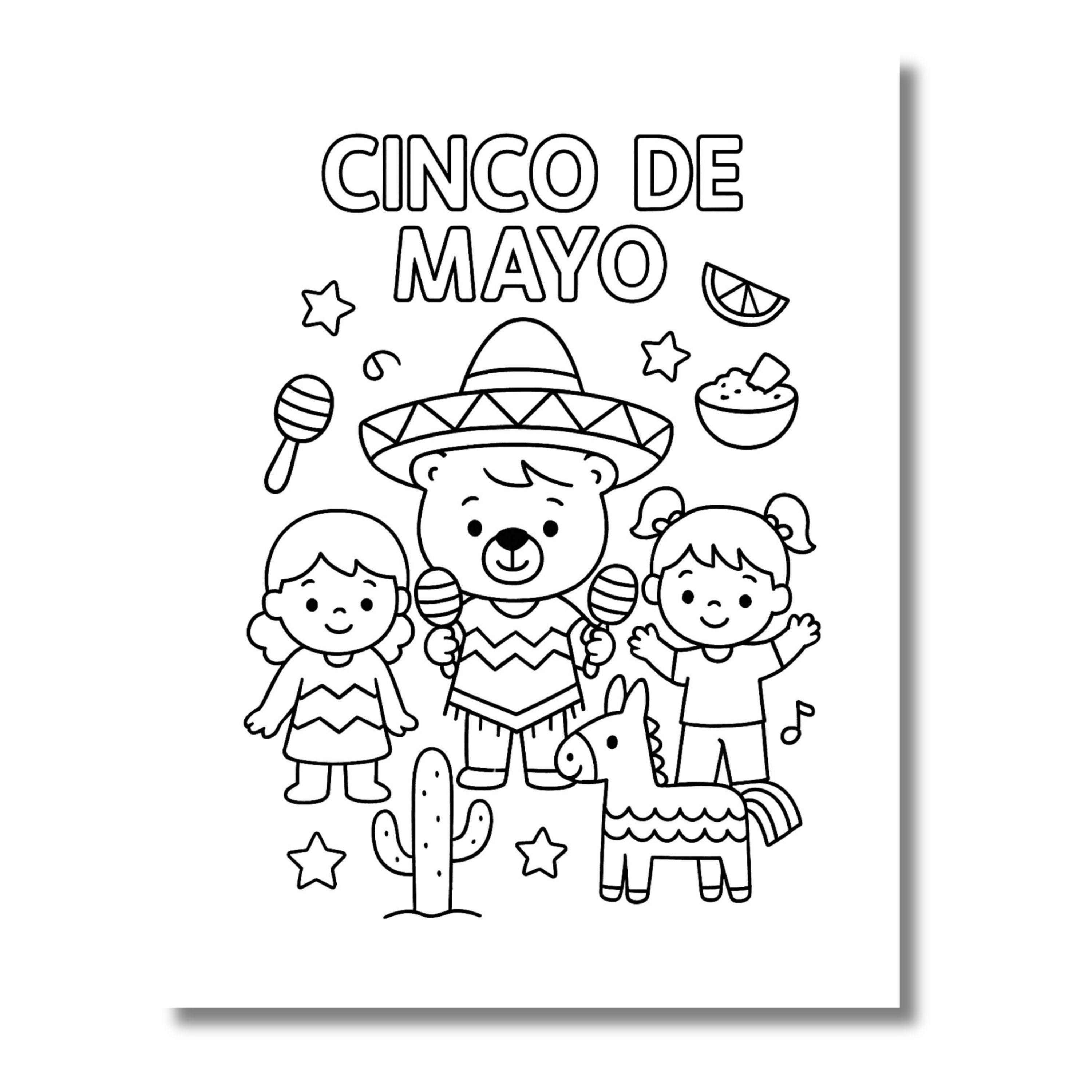 Cinco De Mayo Coloring Pages for Kids - Etsy