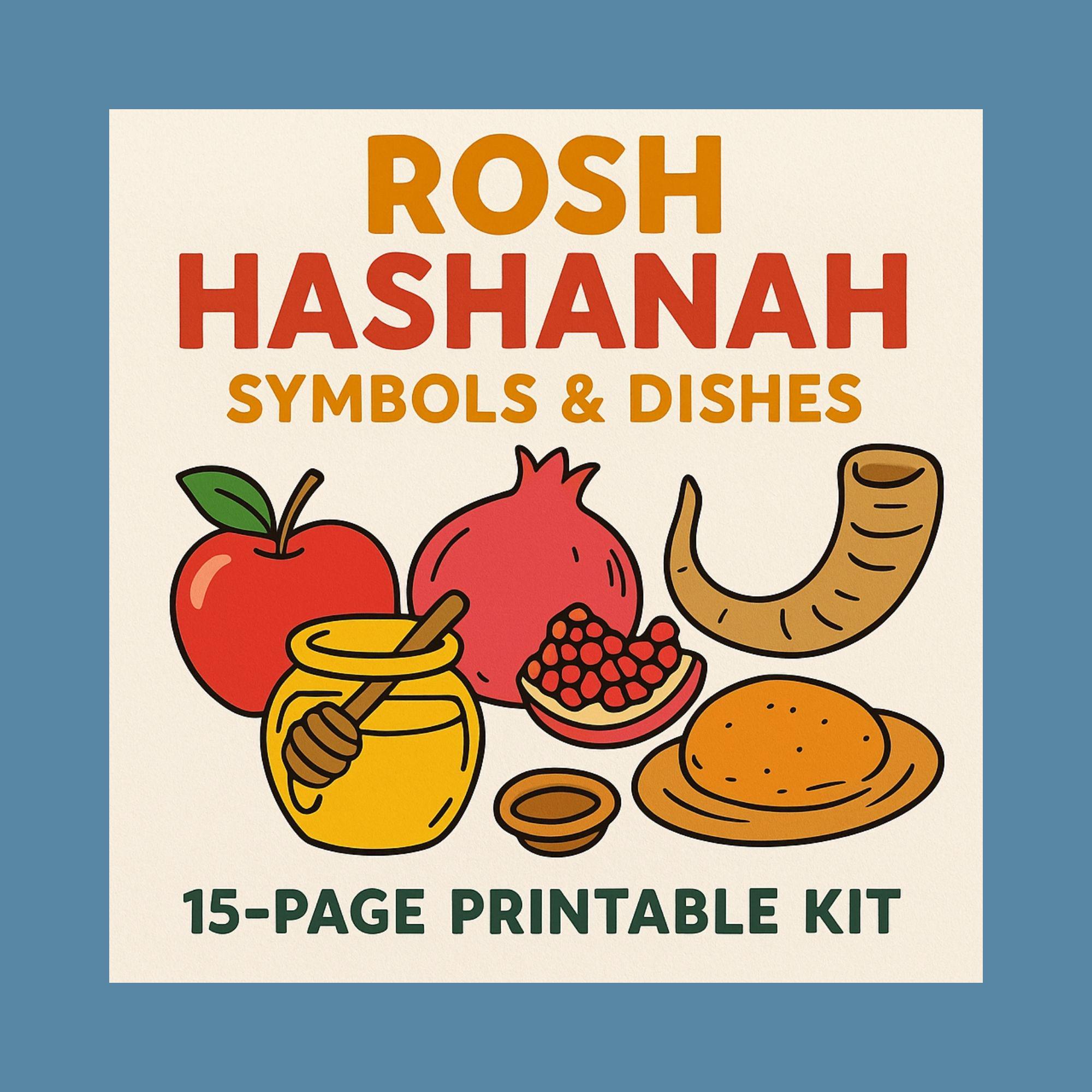 Rosh Hashanah Symbols & Dishes Printable – 15-page Ai-designed 8.5×11 ...