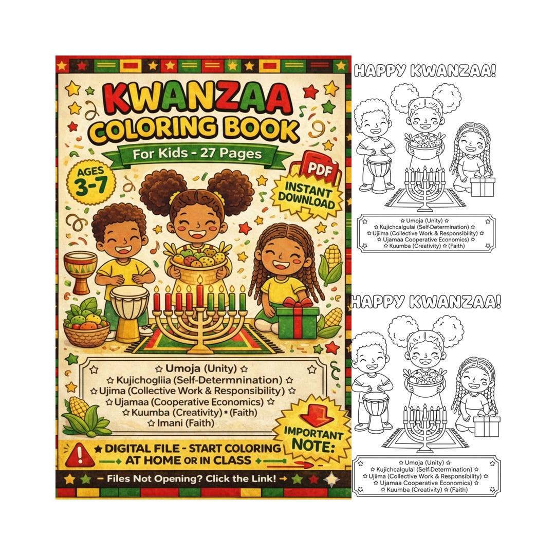Kwanzaa Kids Coloring Book – 27 Pages Digital Download - Etsy