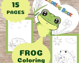 Cozy Frog Coloring Book, Easy Kids Activity (PDF Pattern)