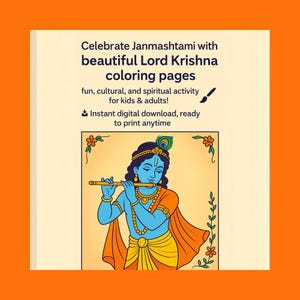 Lord Krishna Coloring Pages: Janmashtami Kids Activity (Digital Download)