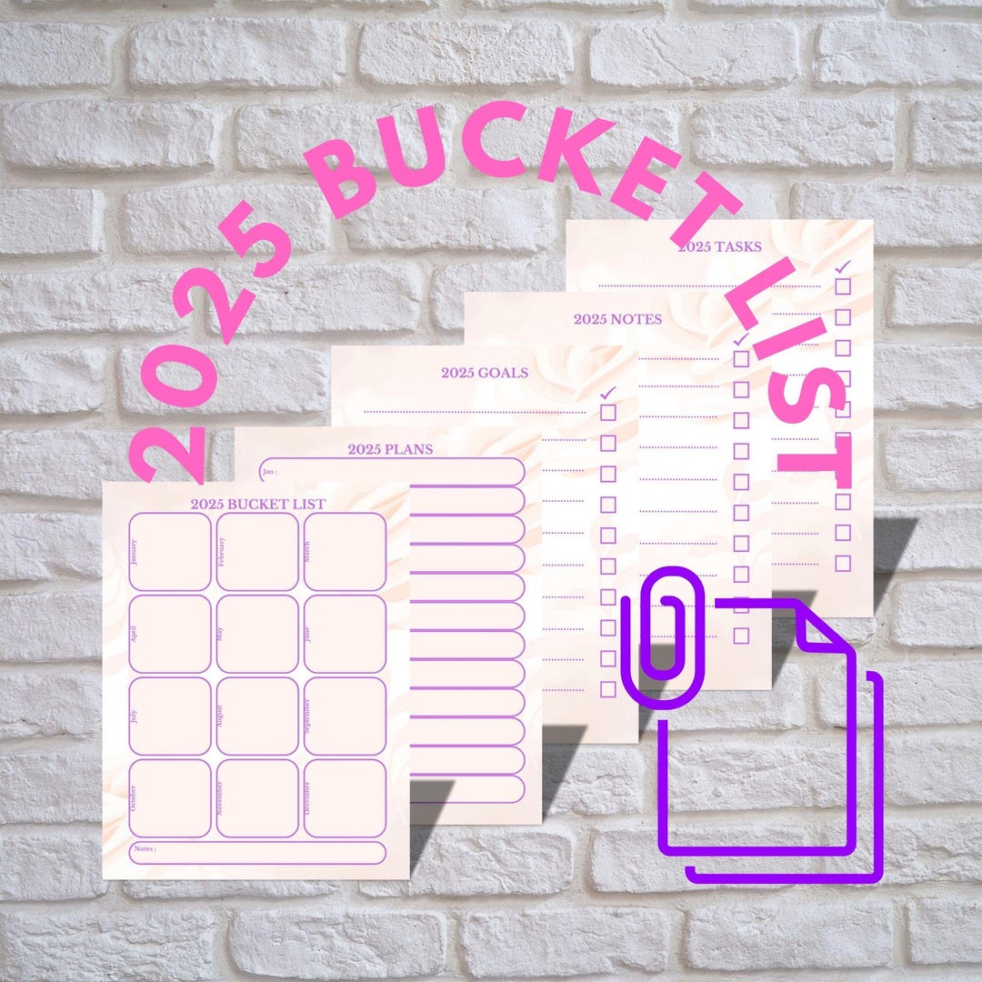 2025 Bucket List, 2025 Goals-tasks-plans Listing, 2025 to Do List, 2025 ...