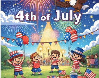 4th of July Coloring Pages for Kids: Patriotic USA Designs (Digital Download)