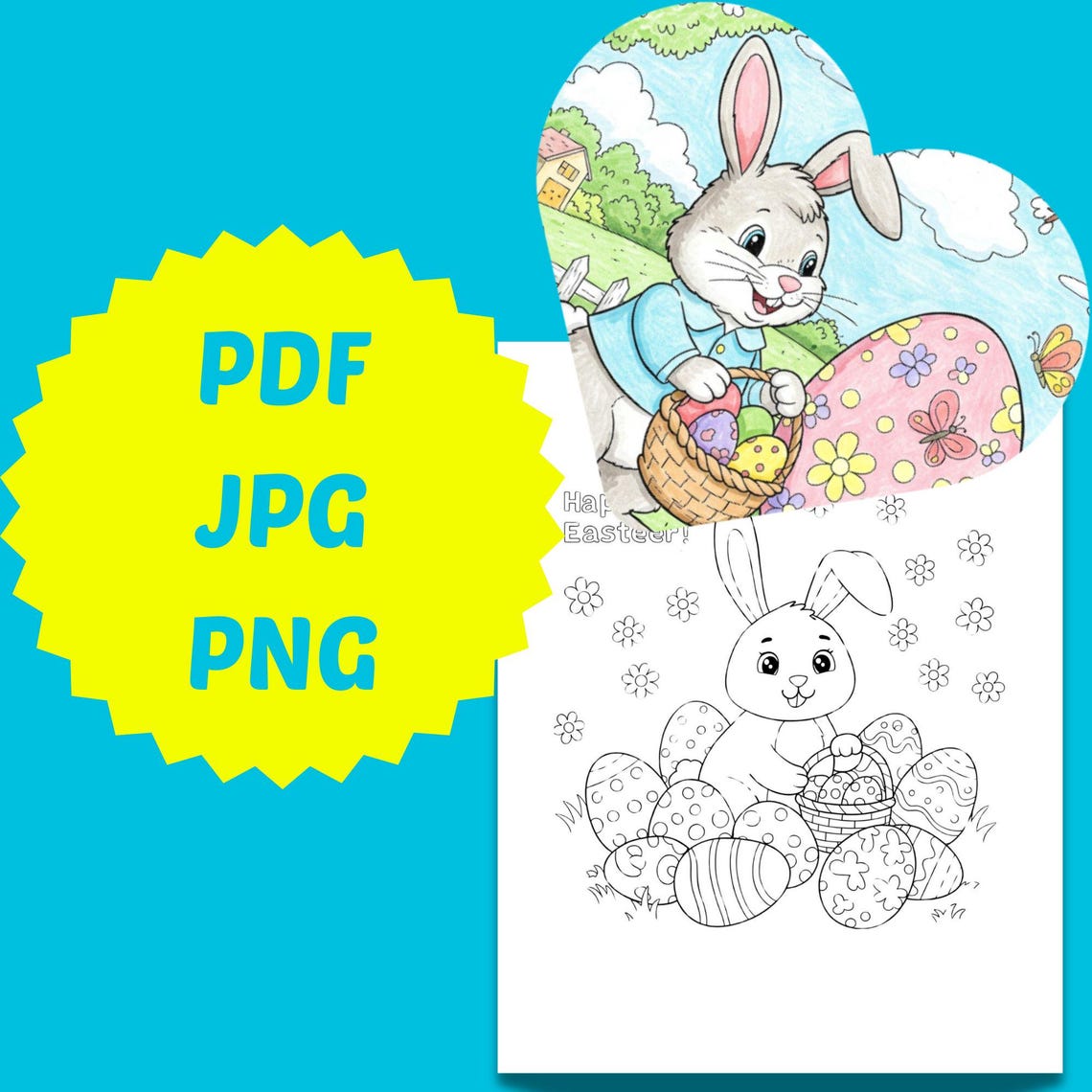 73 Easter Coloring Pages for Kids: Printable Spring Coloring Book (PDF ...