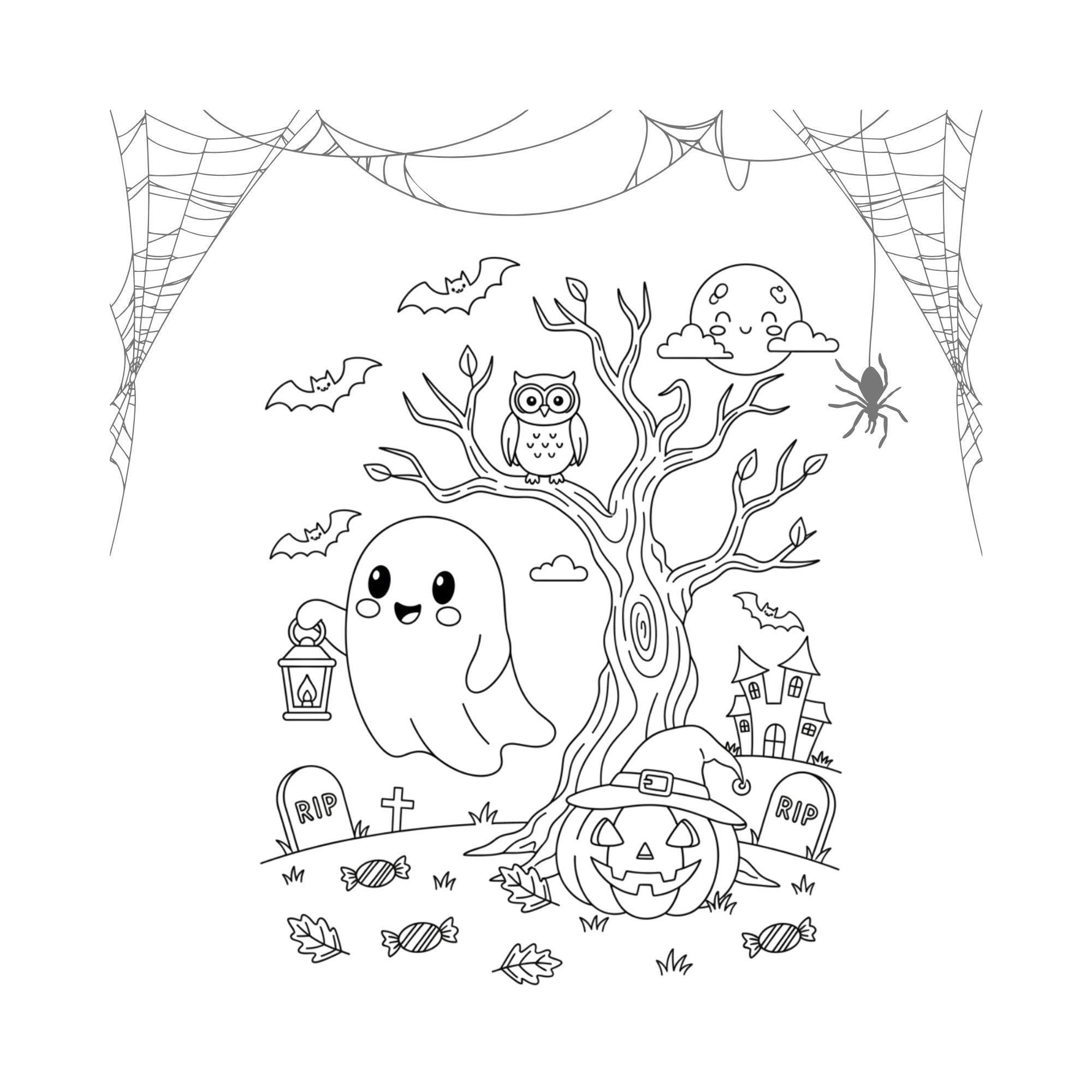Cute Halloween Coloring Pages for Kids – 20 Spooky Designs (digital ...