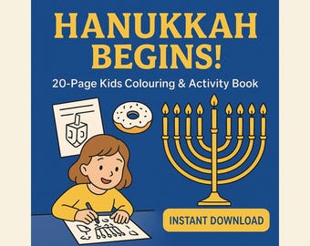 Chanukka Malbuch: Kinderaktivität, Menora, Dreidel (Digitaler Download)