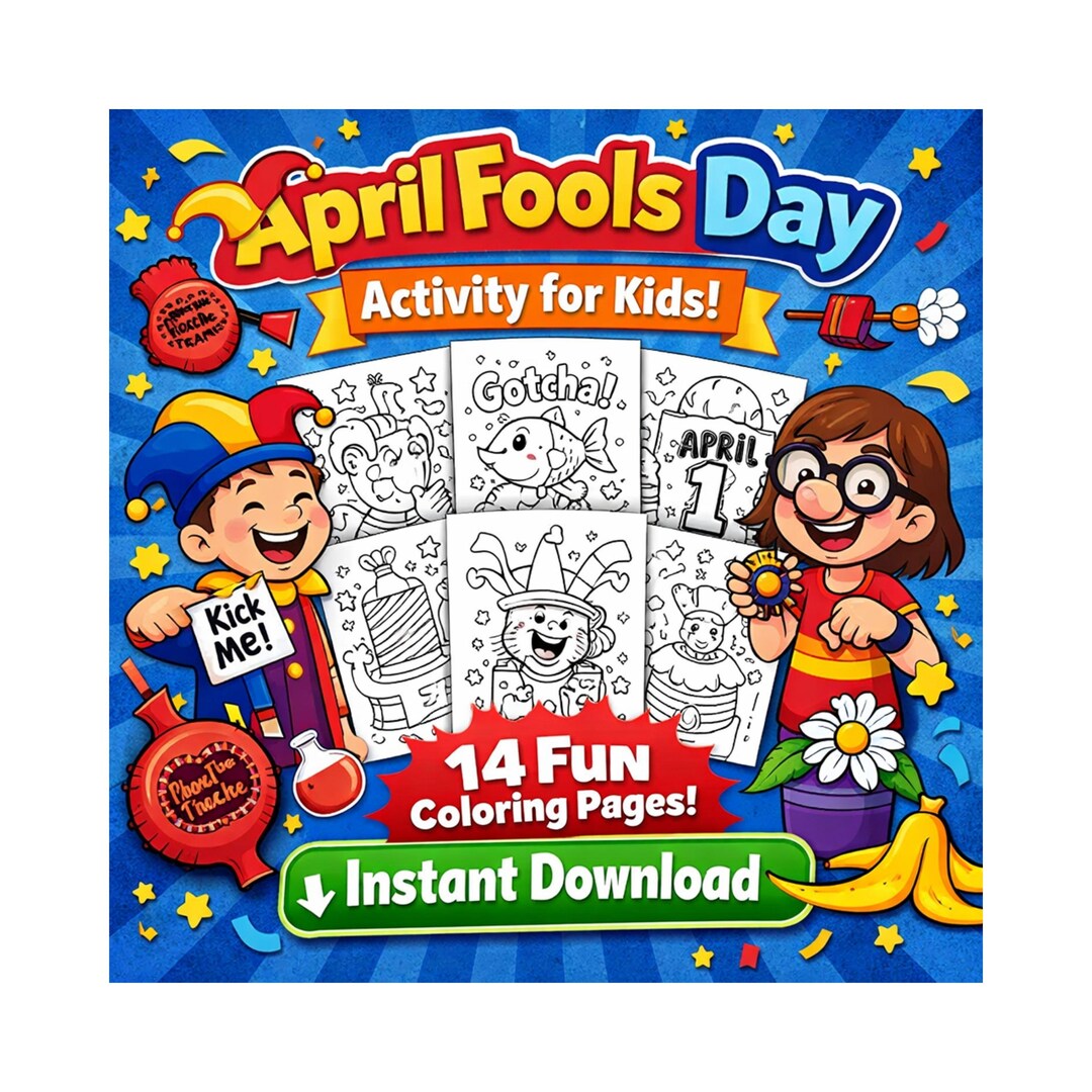 April Fools Coloring Pages for Kids - Etsy
