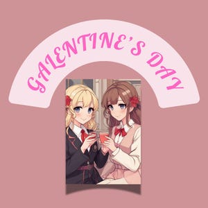 Galentine's Day, 9 Anime Characters,Printable Galentine Card,Happy Galentine's Day,Png,Jpg or Pdf File,5X7 in, Digital File,Instant Download