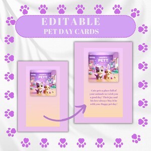 8 tarjetas editables para el Día de la Mascota, imprimibles o para enviar, linda tarjeta de felicitación, tarjeta de cumpleaños para amantes de los perros y los gatos, plantilla de Canva, tarjeta electrónica para mascotas, 5x7