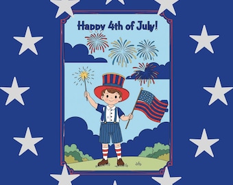 Vintage 4th of July Coloring Pages: Patriotic Kids Activity (PDF Download)