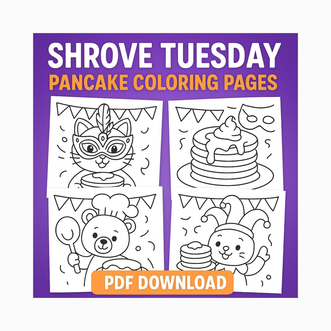 Shrove Tuesday Pancake Coloring Pages | Mardi Gras Activity Pack | Fat ...