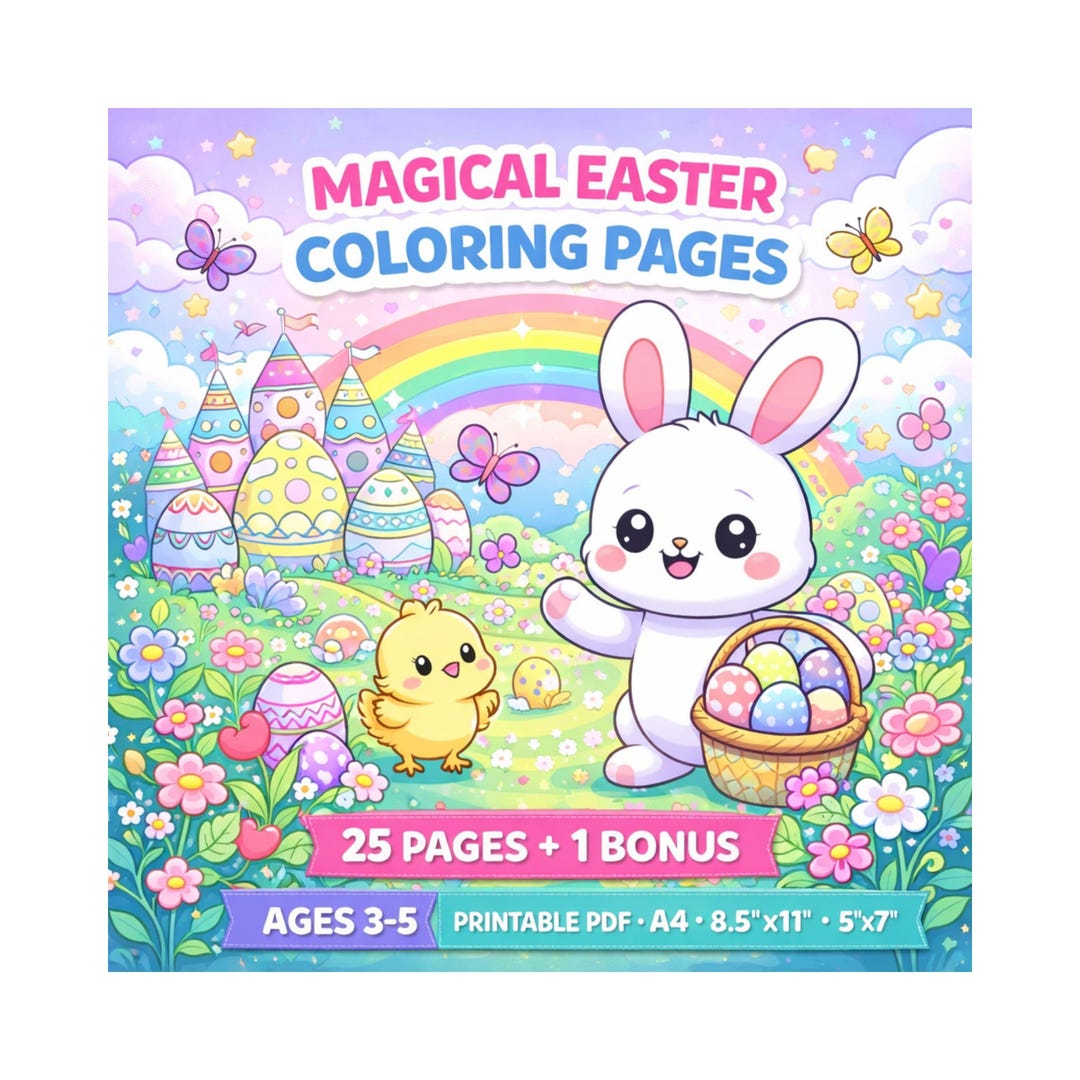 Easter Bunny Coloring Pages for Kids - Etsy UK