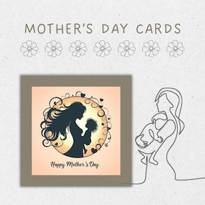 Cartões de felicitações para o Dia das Mães, download digital de 20 designs exclusivos, impressão ou envio digital - cartão de presente para a mãe, feliz dia das mães