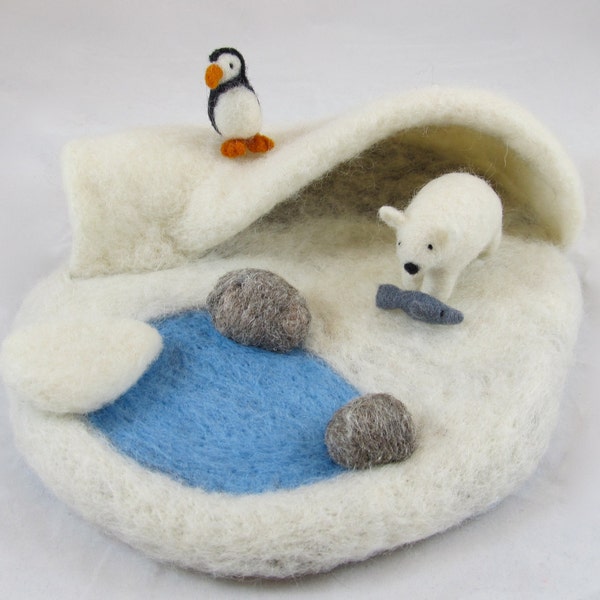 Arctic Needle Felted Play Mat - READY TO SHIP