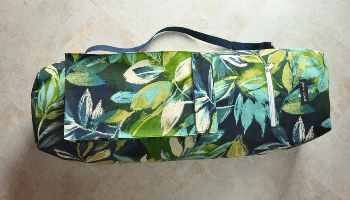 Extra Large Yoga Mat Bag, Large Size Yoga Mat Carrier, Blue and Green Yoga Tote With Pockets