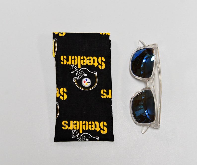 Pittsburgh Steelers glasses case, sunglasses holder, black and gold reading glasses pouch, eyeglass cover, football gift, gifts under 25 image 3